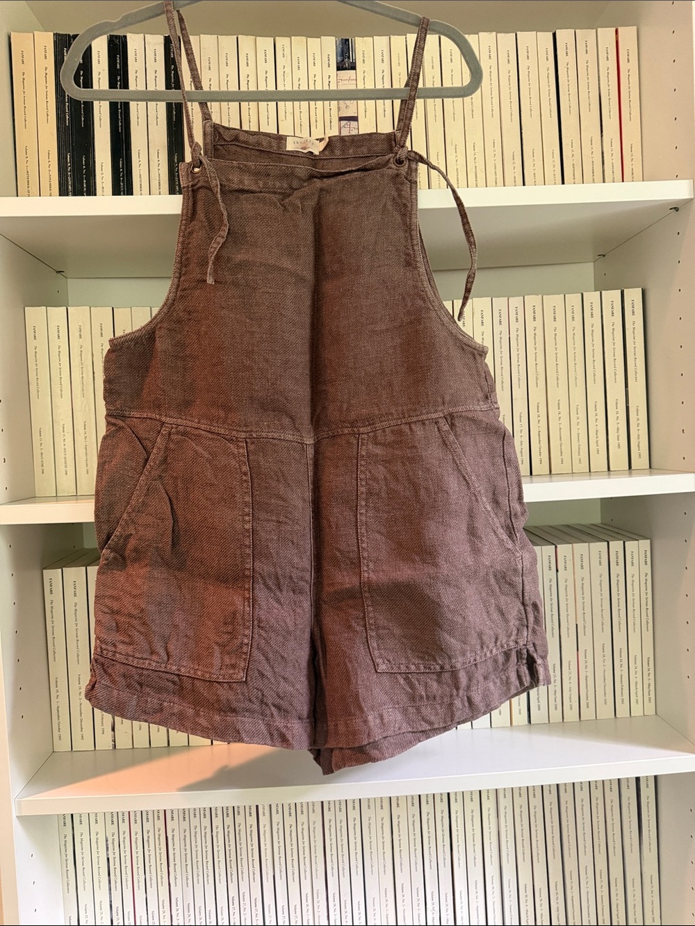 Faherty Mauve Brown Linen Blend Short Overalls